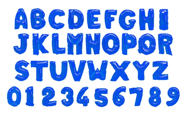 İngilizce alfabe ve beyaz zemin üzerine mavi balonları sayılar. tatil ve eğitim