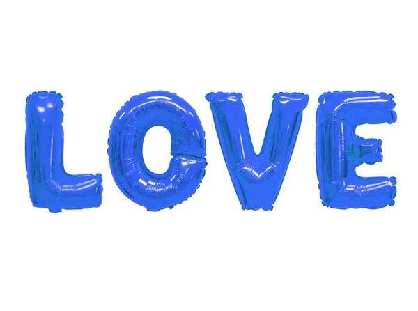 Word Love English Alphabet Dark Blue Balloons White Background Holidays — Stock Photo, Image