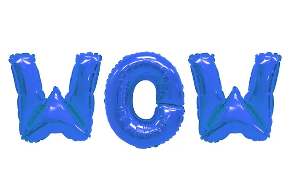 Mot Wow Alphabet Anglais Ballons Bleu Foncé Sur Fond Blanc — Photo