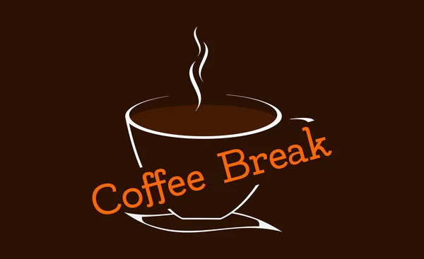 Afbeelding Weergegeven Een Kopje Koffie Met Woorden Koffiepauze Een Kopje — Stockvector