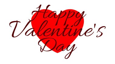 Sevgililer günü için grafik. Metin ve arka plan, büyük bir kırmızı kalp üzerinde. Poster, bir Web sitesi veya bir tebrik kartı için grafik.