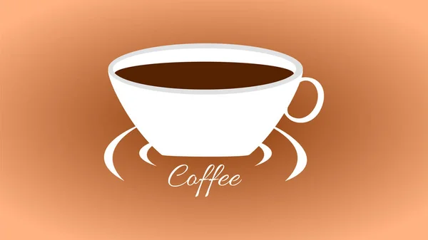 Чашка Кофе Блюдце Графика Светло Коричневом Фоне Графика Баннера Сайта — стоковый вектор