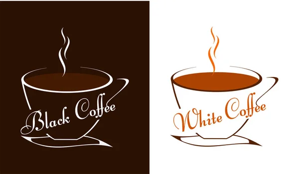 Deux Tasses Café Avec Légende Café Blanc Café Noir Graphiques — Image vectorielle