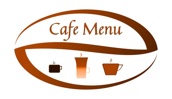 餐厅菜单 自助餐厅菜单或网站 广告横幅 海报的图形 大咖啡豆和图标 一个浓咖啡杯 一杯黑咖啡和一杯拿铁 — 图库矢量图片