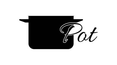 Pot simgesi. Grafik arka plan üzerinde ilk harfi. Pot pilaki veya pişirme için. Grafik Web sitesi, mutfak günlüğü, Restoran, bar, online mağaza, reklam veya afiş için.