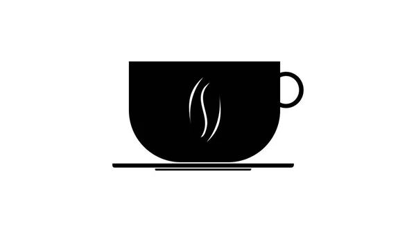 Café Grano Café Blanco Una Taza Taza Negra Con Icono — Vector de stock