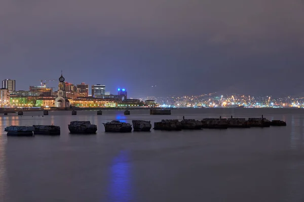 Novorossiysk Och Ryssland Stad Natt Promenaden — Stockfoto
