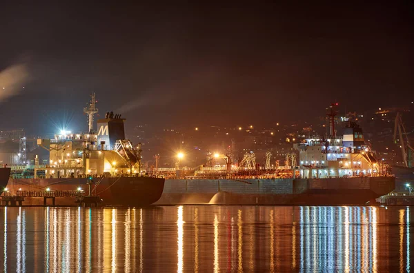Vew Del Puerto Nocturno Novorossiysk — Foto de Stock