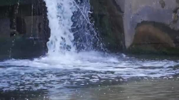 小さなダムで水が流れる — ストック動画