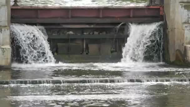 Strömmande Vatten Vid Liten Dam — Stockvideo