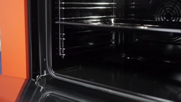 Fornuis Oven Close View Voorpaneel Van Moderne Oven — Stockvideo