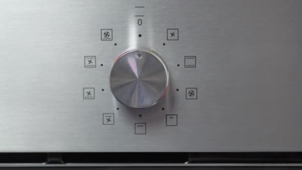 Metalen Tuimelschakelaar Van Het Fornuis Oven Close View Voorpaneel Van — Stockvideo