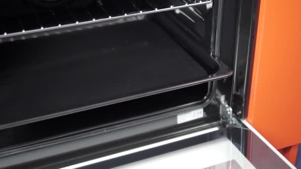 Horno Cocina Vista Cerca Panel Frontal Del Horno Moderno — Vídeo de stock