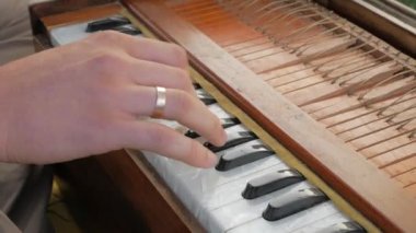 Harmonium A müzikal Instrument.Traditional Hindistan müzik aletleri Harmonium oynama atış kapatın