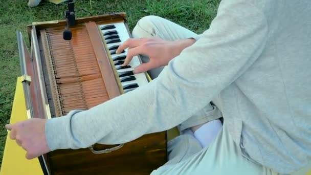 Close Shot Playing Harmonium Uno Strumento Musicale Strumenti Musicali Tradizionali — Video Stock