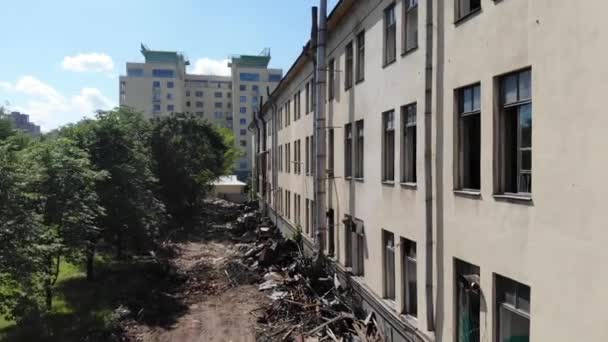 Aerial View Air Abandoned Factory Old Industrial Building Demolition Abandoned — Stock Video