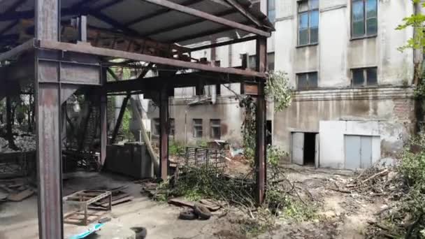 Terk Edilmiş Bir Fabrika Için Havadan Görünümü Havadan Eski Sanayi — Stok video