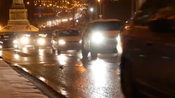 Circulation Dans Ville Nuit — Video