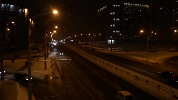 Trafik Staden Natten — Stockvideo