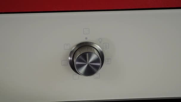 Interruptor Palanca Metálico Del Horno Cocina Vista Cerca Panel Frontal — Vídeos de Stock