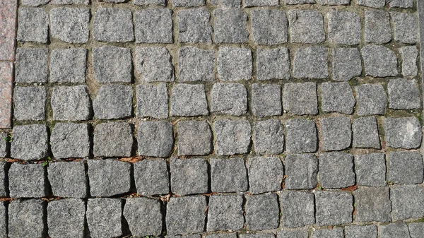 Granit Kare Taş Parkeler ile Döşenmiş Kaldırım. Arka plan.