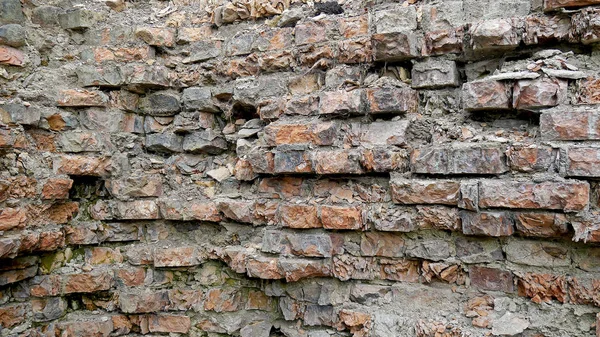 Grunge Achtergrond Oude Bakstenen Muur Verweerde Uit Elkaar Vallen Het — Stockfoto