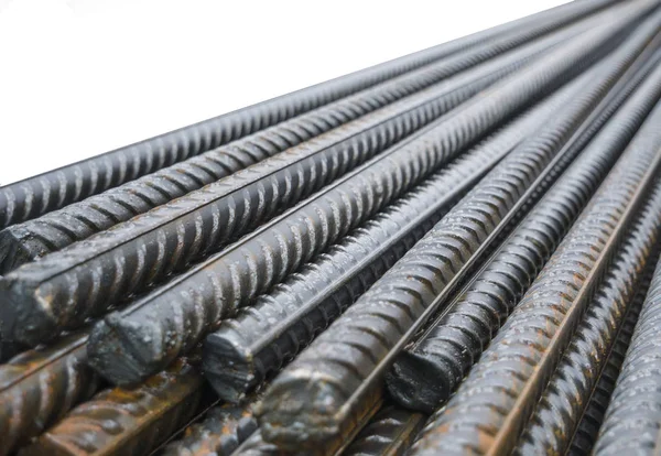 Fim Rústico Barra Aço Canteiro Obras Rústico Metal Armature Rod — Fotografia de Stock