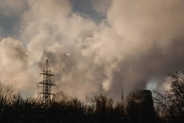 Füst Csöveket Gyárban Rossz Ökológia Fogalma — Stock Fotó