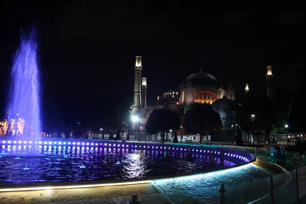 Fontaine Devant Musée Hagia Sophia Nuit Istanbul Turquie — Photo