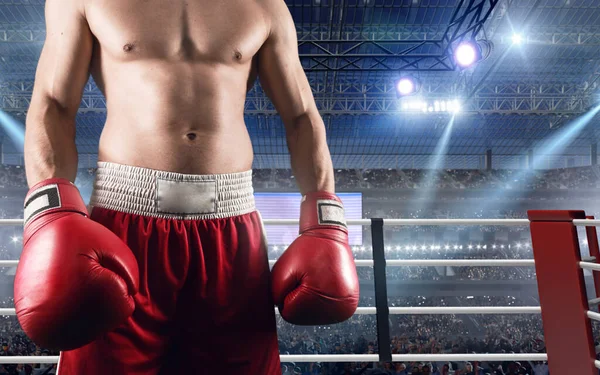 Two Boxers Fighting Professional Boxing Ring — Stock Photo, Image