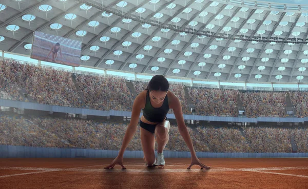 Atleta Femenina Estadio Atletismo Profesional — Foto de Stock