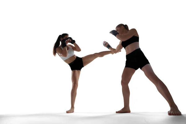 Mma Female Fighters Isolated White — Stock Photo, Image