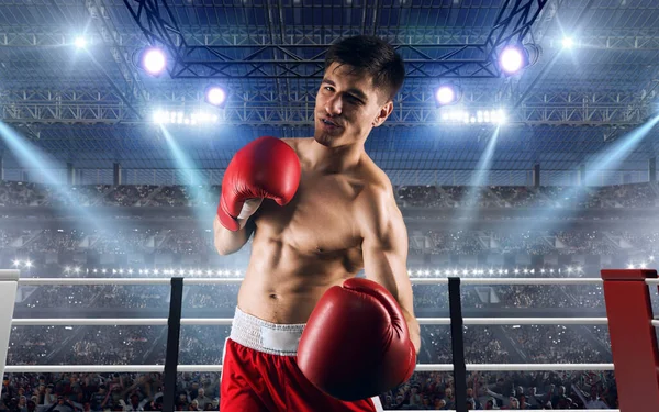 Dos Boxeadores Están Peleando Ring Boxeo Profesional — Foto de Stock