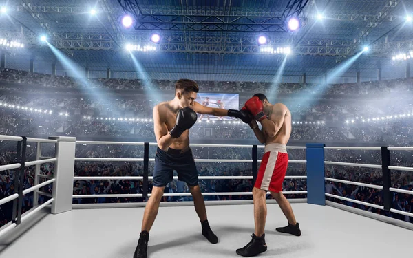 Dos Boxeadores Están Peleando Ring Boxeo Profesional —  Fotos de Stock