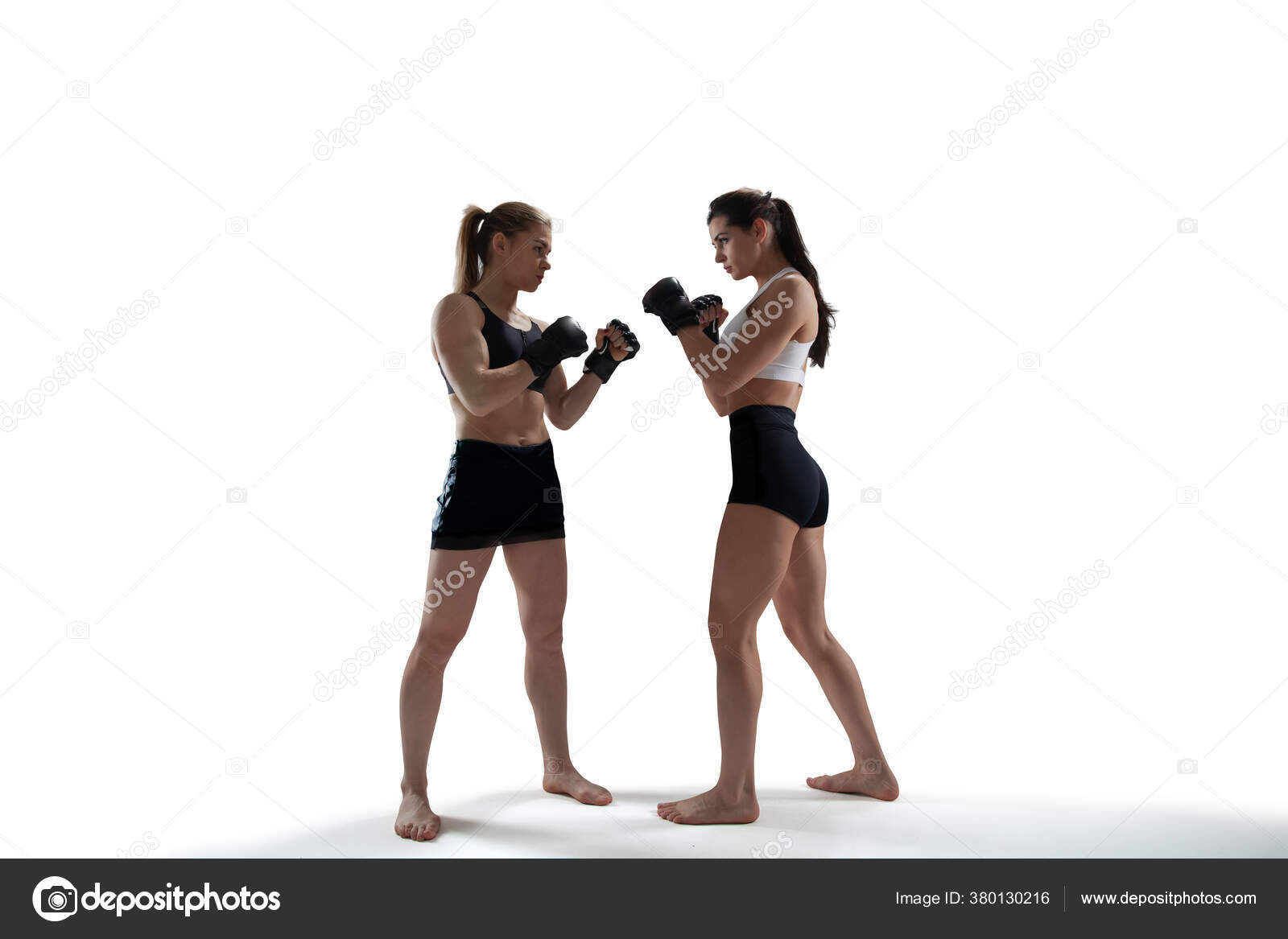 Mma Female Fighters Isolated White — Stock Photo © arturdidyk@gmail