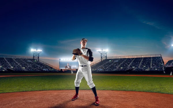 Baseballspelare Professionell Baseball Stadion Kvällen Duri — Stockfoto