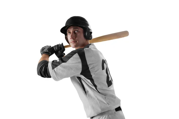 Profesionální Baseballový Hráč Bílém Pozadí — Stock fotografie