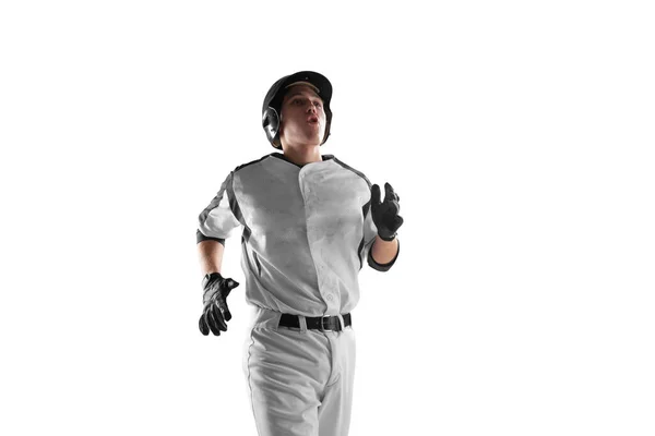 Професійний Бейсболіст Білому Тлі — стокове фото