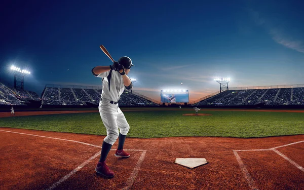 Baseballspelare Professionell Baseball Stadion Kvällen Duri — Stockfoto