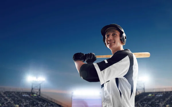 Baseball Player Professional Baseball Stadium Evening Duri — Stock Photo, Image