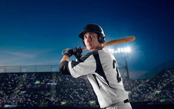 Baseball Player Professional Baseball Stadium Evening Duri — Stock Photo, Image