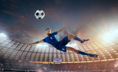 Futbolcular profesyonel stadyumda iş başında.