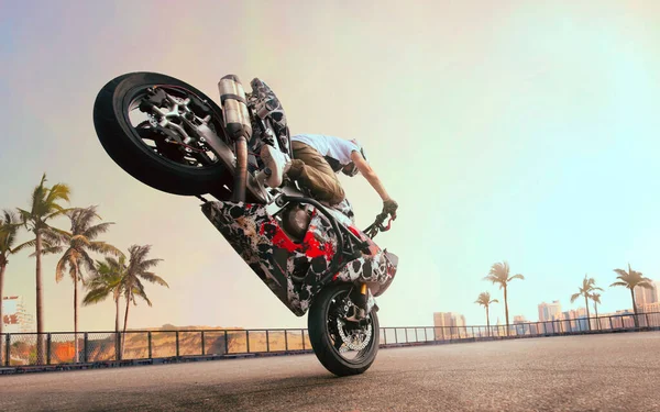 Moto freestyle. Motorcycle stunt rider