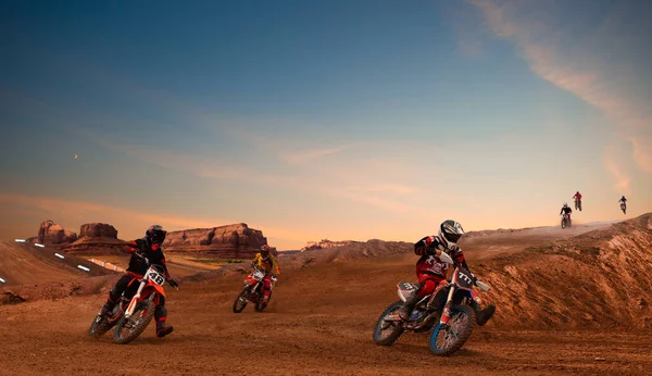 Motocross Jeździec Akcji Sport Motorowy — Zdjęcie stockowe