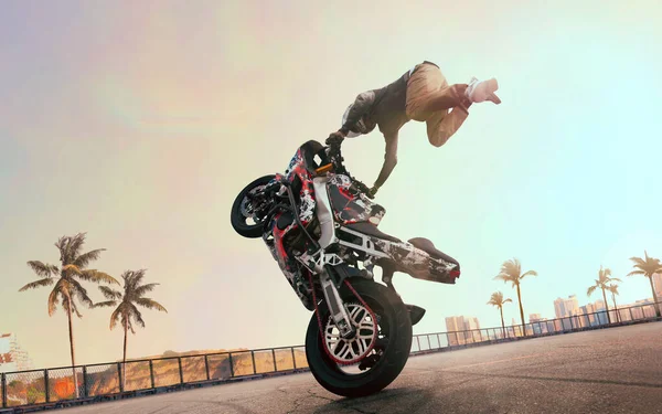 Moto Freestyle Motorcycle Stunt Rider — Stock Photo, Image