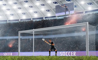 Futbolcular profesyonel stadyumda iş başında.