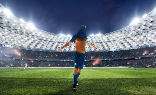 Jogadores Futebol Ação Estádio Profissional — Fotografia de Stock