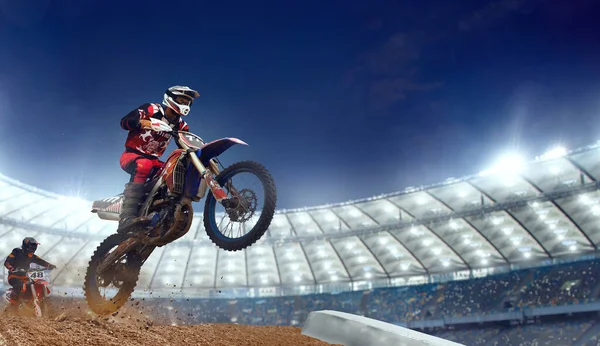Motocross Lovas Akcióban Motocross Sport — Stock Fotó