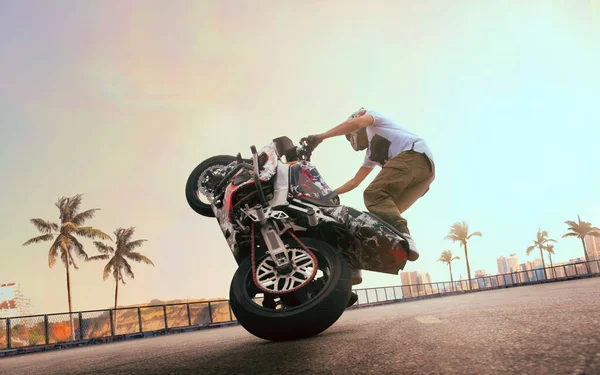 Moto Freestyle Motociclo Stunt Rider — Foto Stock