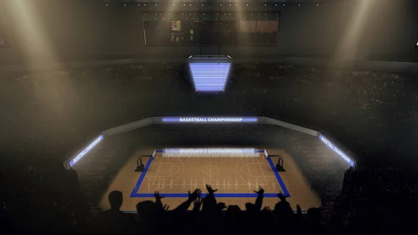 Basketbalveld Met Mensen Fans — Stockfoto